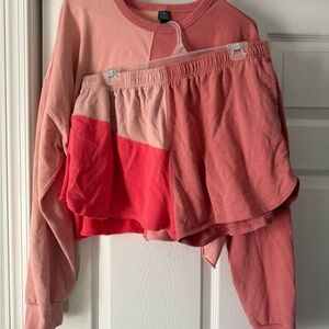 Colorblock Sweatshirt and Shorts Set